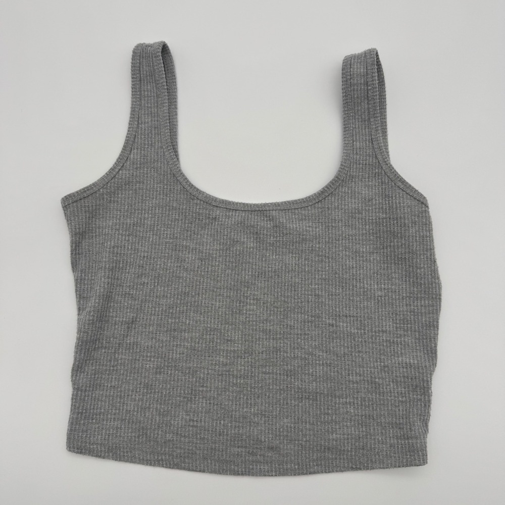 PS Basics by‎ PacSun Womens Gray Waffle Knit Thermal Cropped Tank Top Size S